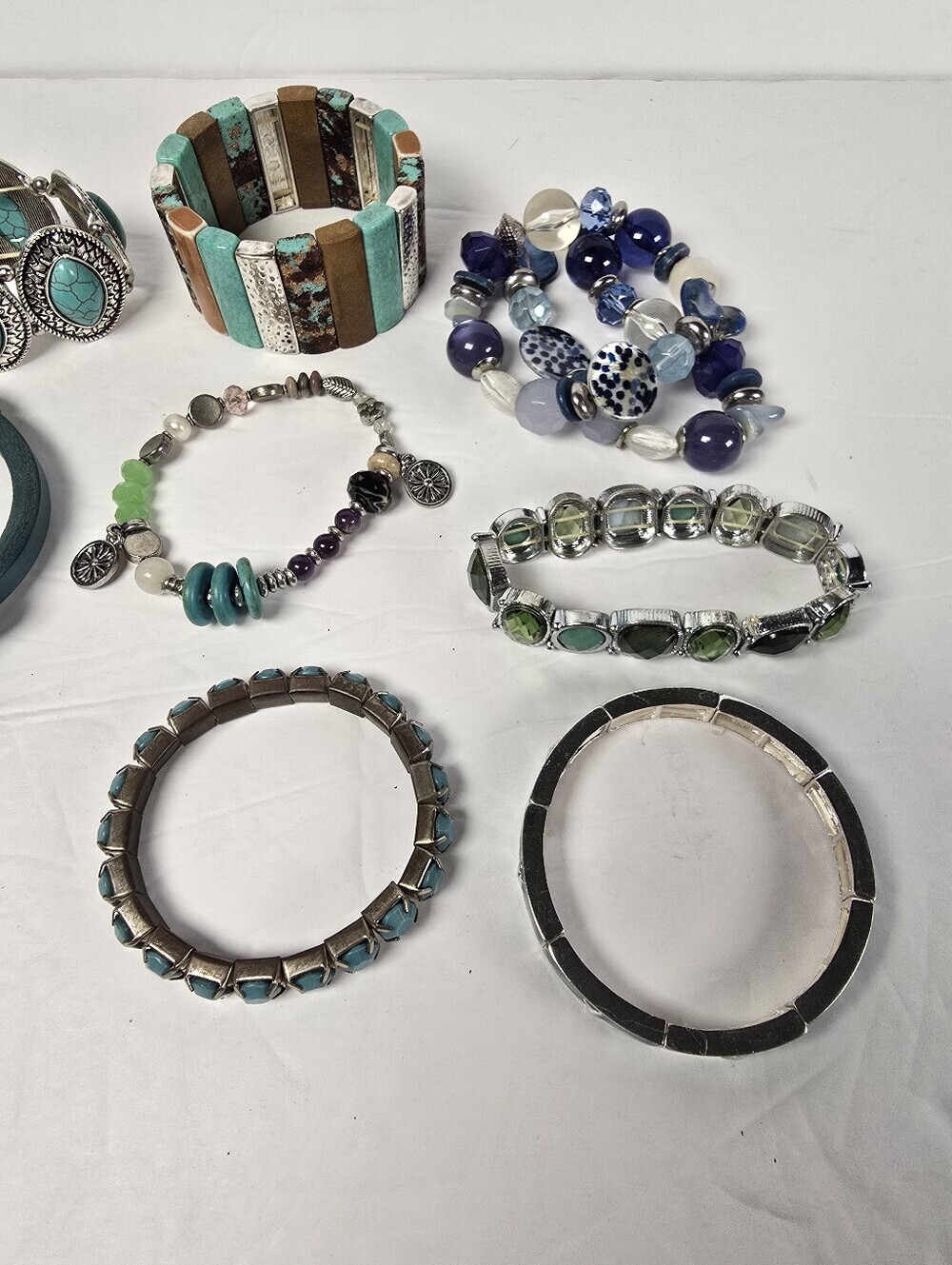 Assorted Turquoise and Blue Women's Bracelet Set - Multi-Style Stack - Picture 3 of 4